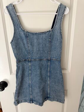 Alice + Olivia Ramsey Square Neck Denim Mini Dress